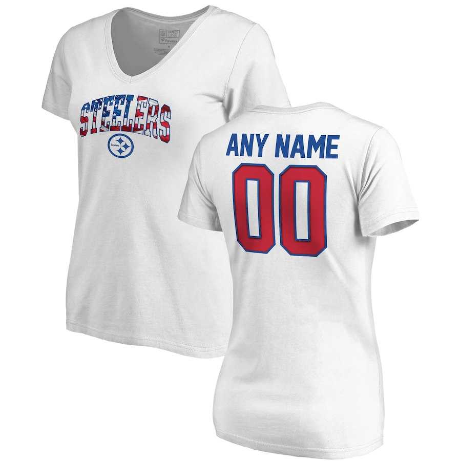 Women Customized Pittsburgh Steelers NFL Pro Line by Fanatics Branded Any Name & Number Banner Wave V Neck T-Shirt White,We sell and wholesale Women Customized Pittsburgh Steelers NFL Pro Line by Fanatics Branded Any Name & Number Banner Wave V Neck T-Shirt White on line form chian!